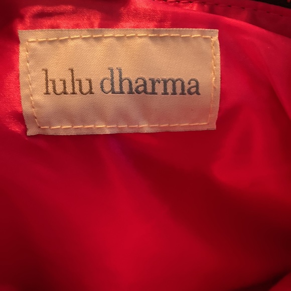 Lulu Dharma fold over clutch ~ color block blue and grayish tan - Picture 12 of 12